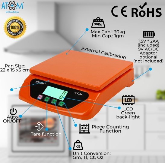 Atom 30KG Kitchen Weight Machine Weighing Scale
