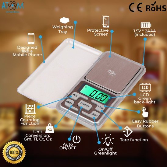 Atom Pocket Cale 200g Weight Machine Weighing Scale