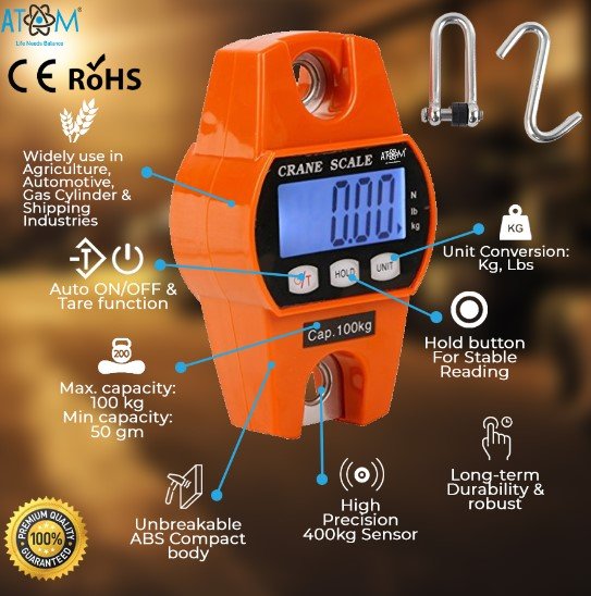 Atom Crane Scale 200kg Weight Machine Weighing Scale