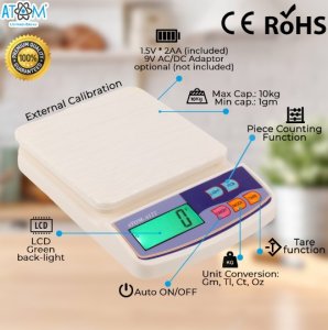 Atom 10KG Kitchen Weight Machine Weighing Scale